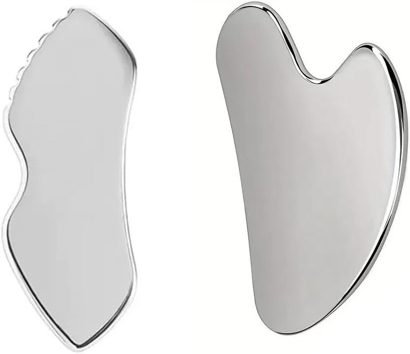 Gua Sha-инструмент из нержавеющей стали, 2 шт, Qury, Silver