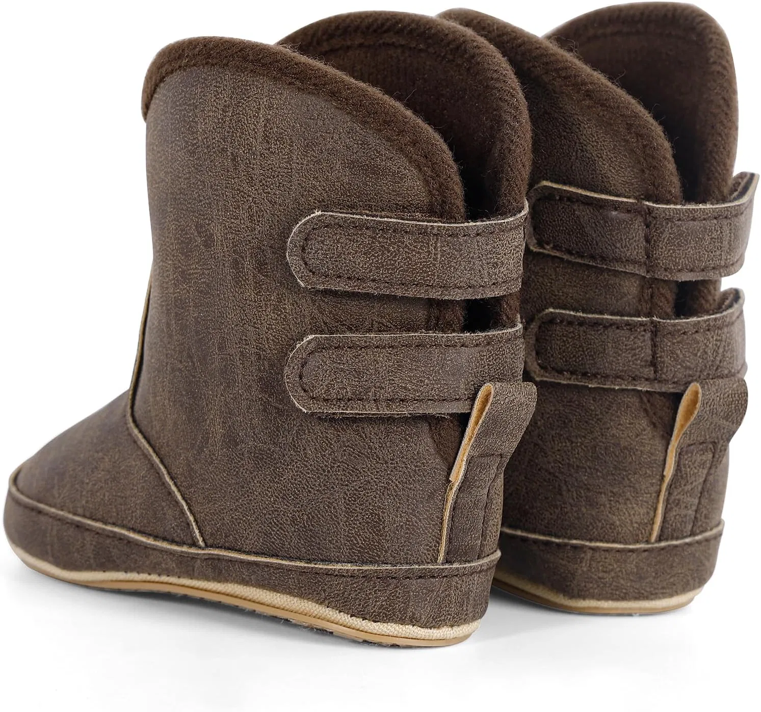 Детские ботинки для мальчиков с круглым носком Western Cowboy Boots ESTAMICO, Dark Brown — фото 4