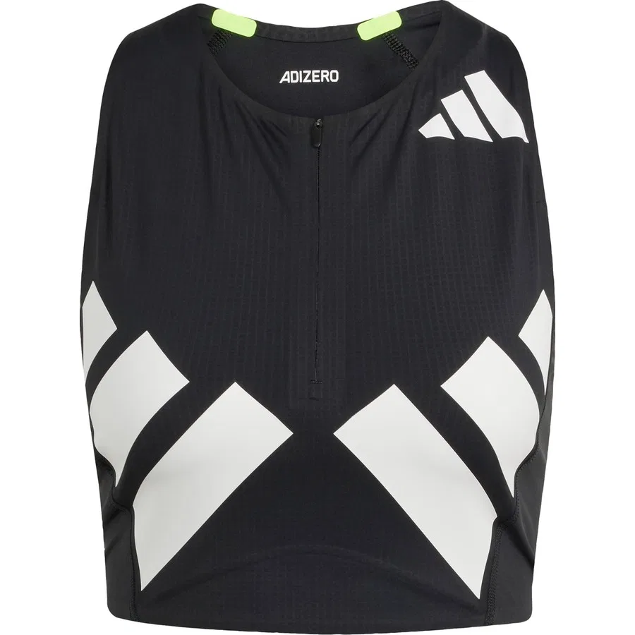 Топ для бега с полузамком-молнией Adizero Road to Records Crop Top adidas, Черный — фото 3