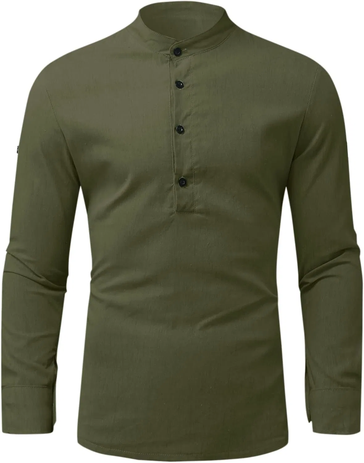 Мужская льняная рубашка-поло с коротким рукавом Lightweight, Army Green — фото 3