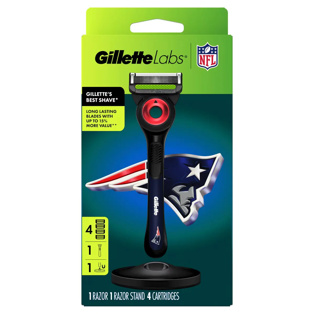 Бритва мужская с 5 лезвиями и 4 сменными картриджами GilletteLabs New England Patriots — фото 2