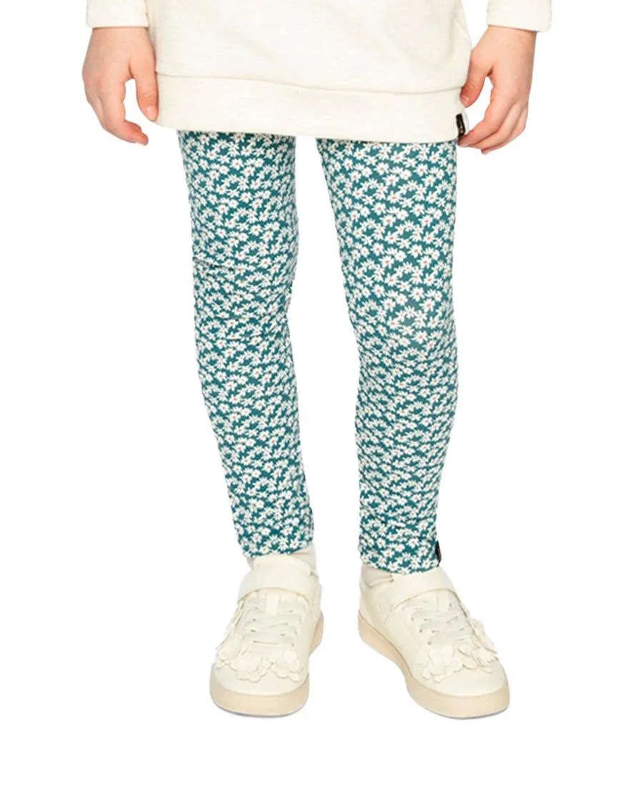Леггинсы детские хлопковые с принтом Frosted Strawberry Deux par Deux, Green Floral Print — фото 2