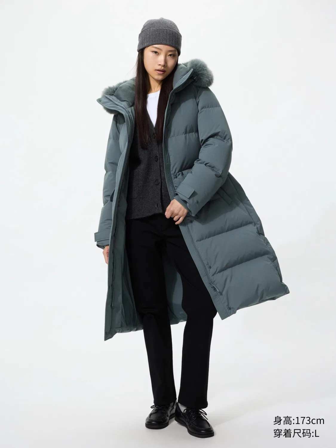Пуховик длинный утепленный Uniqlo, черный — фото 2