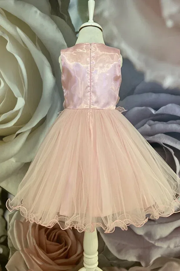 Детское платье для девочек с принтом Dide girl's 3d floral and embroidered pink organza dress Dide Kids, Pink — фото 2
