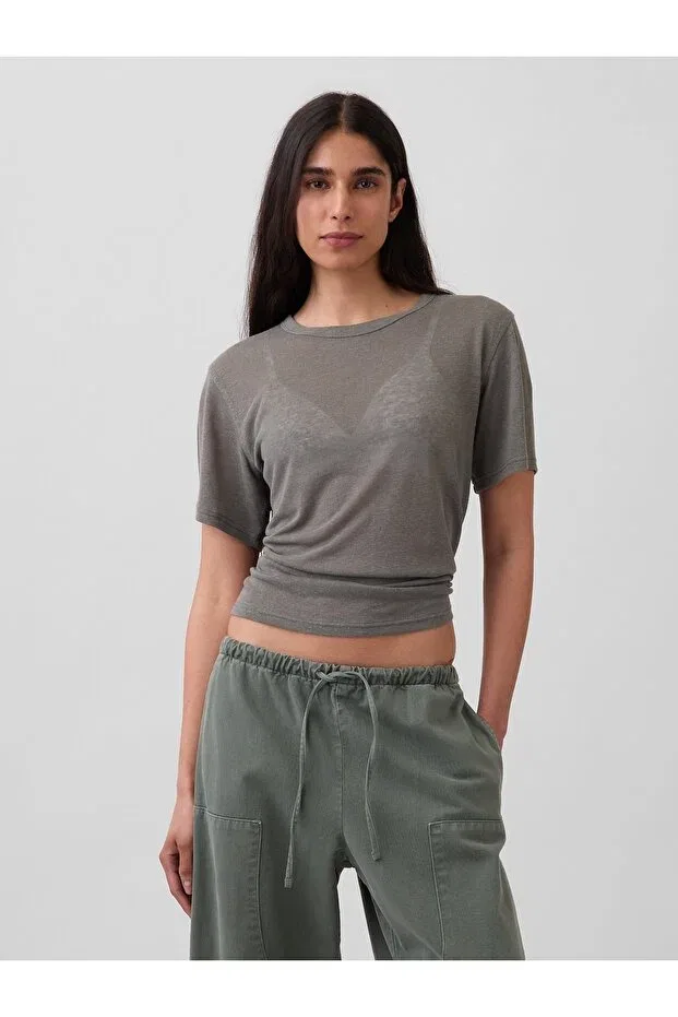 Женская футболка из льняной смеси Gap, Gray006