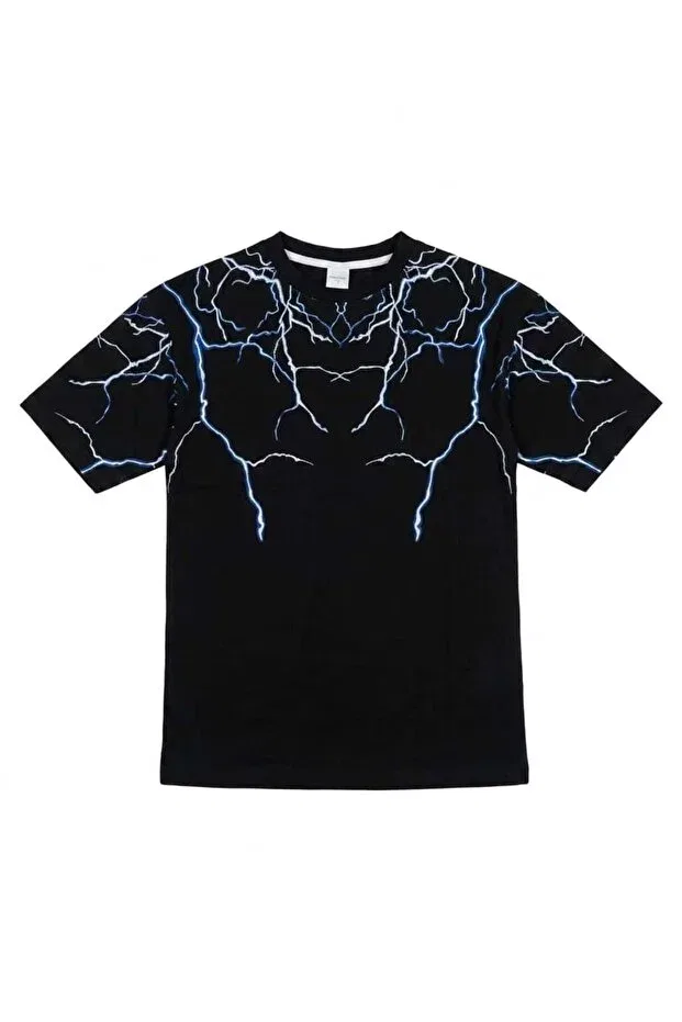 Детская футболка для мальчиков с принтом Lightning Beniizle, Black — фото 2