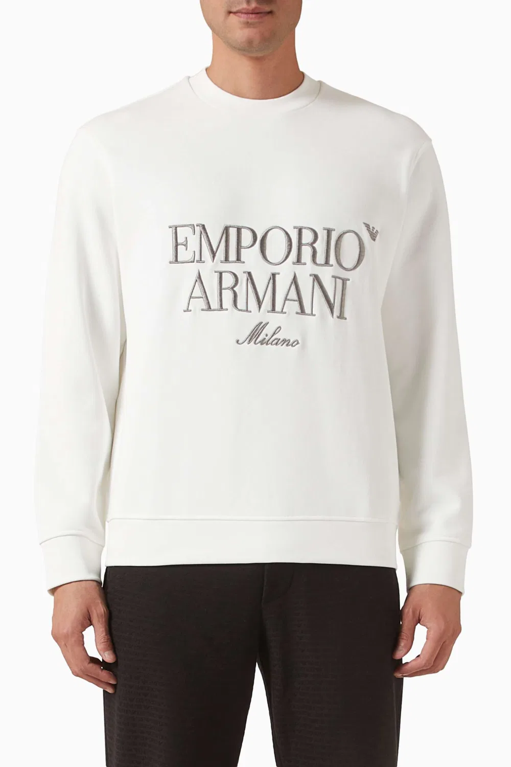 Свитшот из футера с логотипом Emporio Armani, белый