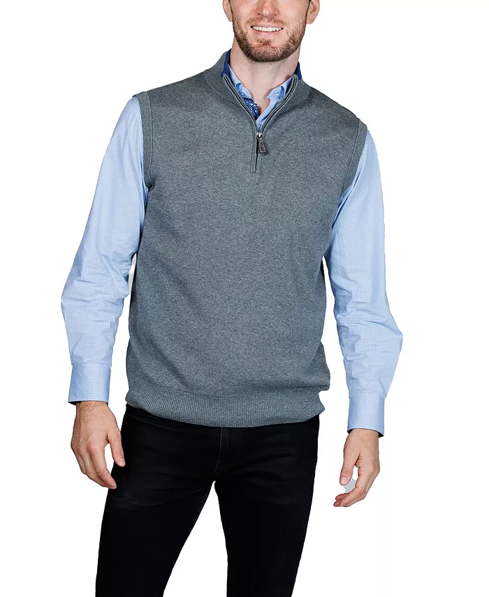 

Мужская тонковязаная безрукавка с четвертью молнией Tailorbyrd, серый