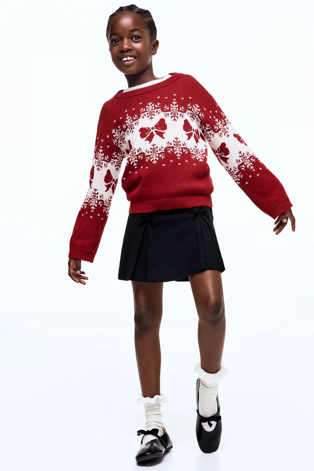 Хлопковый свитер жаккардовой вязки H&M, Rot/Schleifen