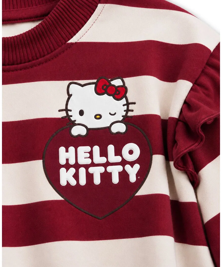 Комплект: свитшот с принтом и джинсовая юбка Hello Kitty, White/Red/Blue — фото 3