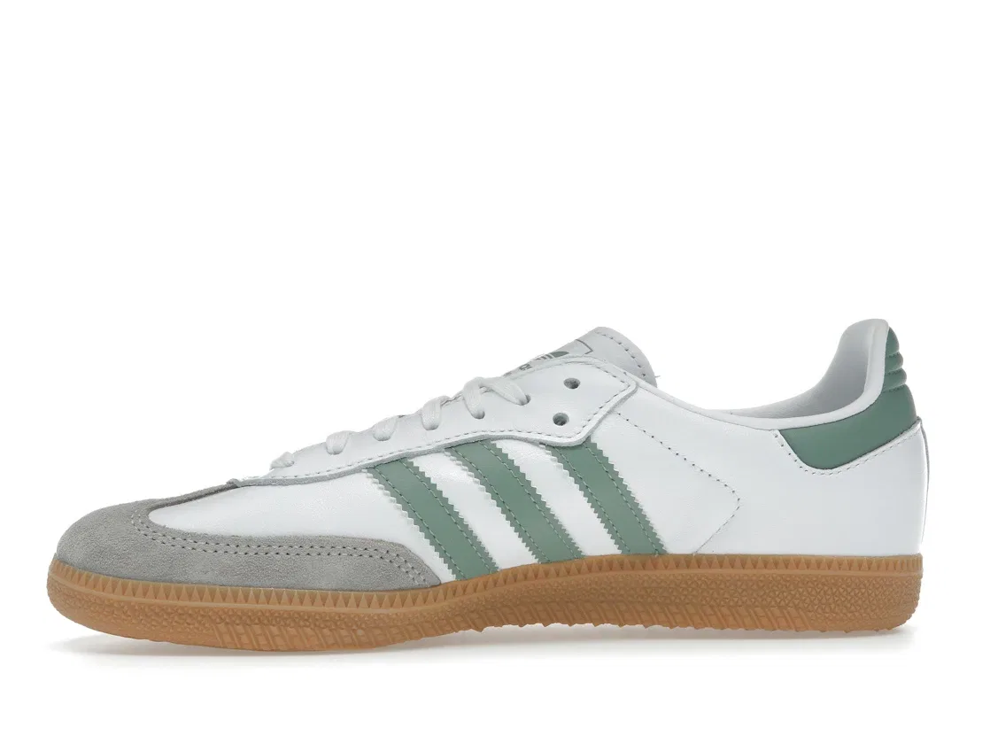 Детские кроссовки с замшевыми вставками Adidas Samba OG, Cloud White/Silver Green/Gum — фото 3