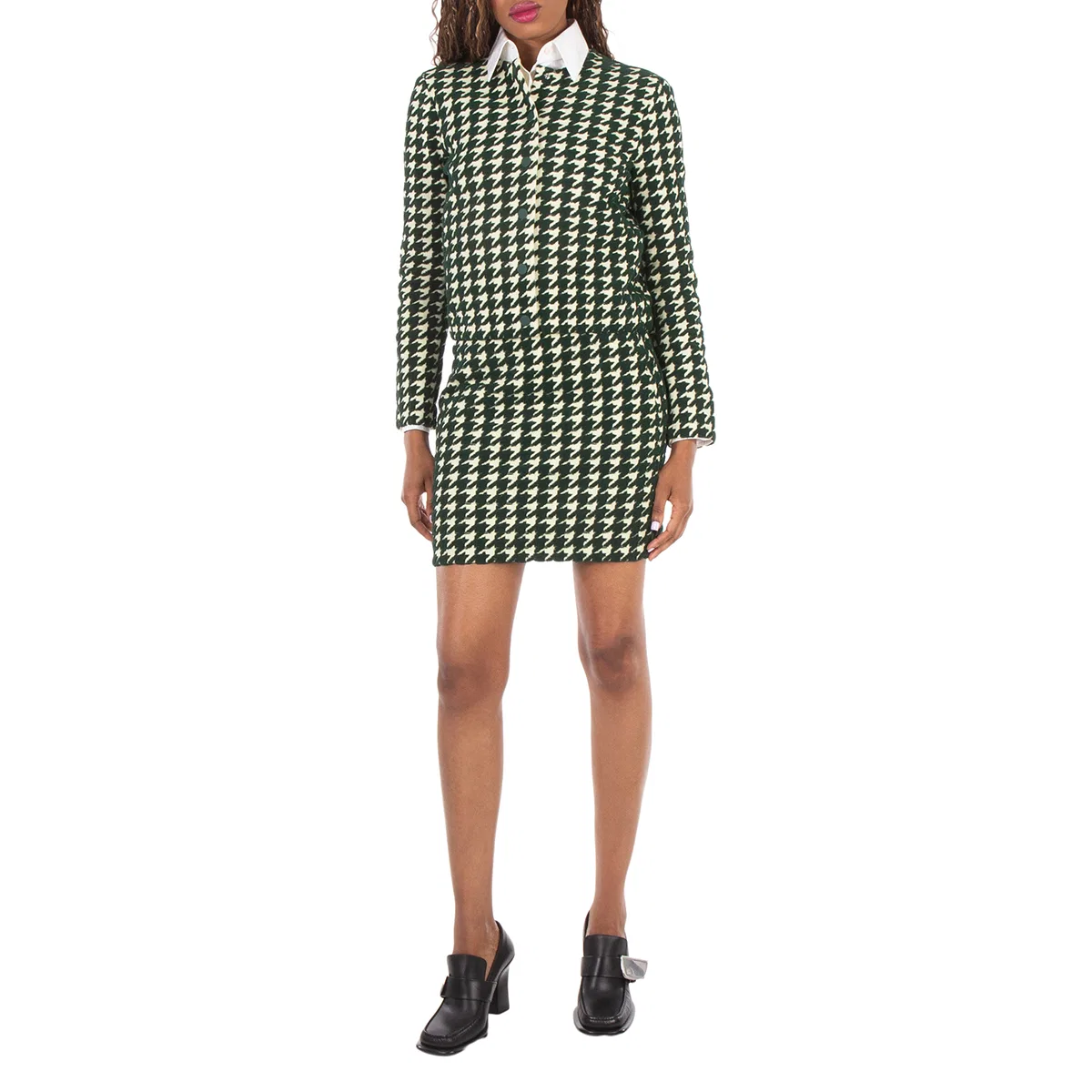 Кардиган хлопковый с принтом Houndstooth Cotton-Blend Cardigan Burberry, Ivy Ip Pattern — фото 2