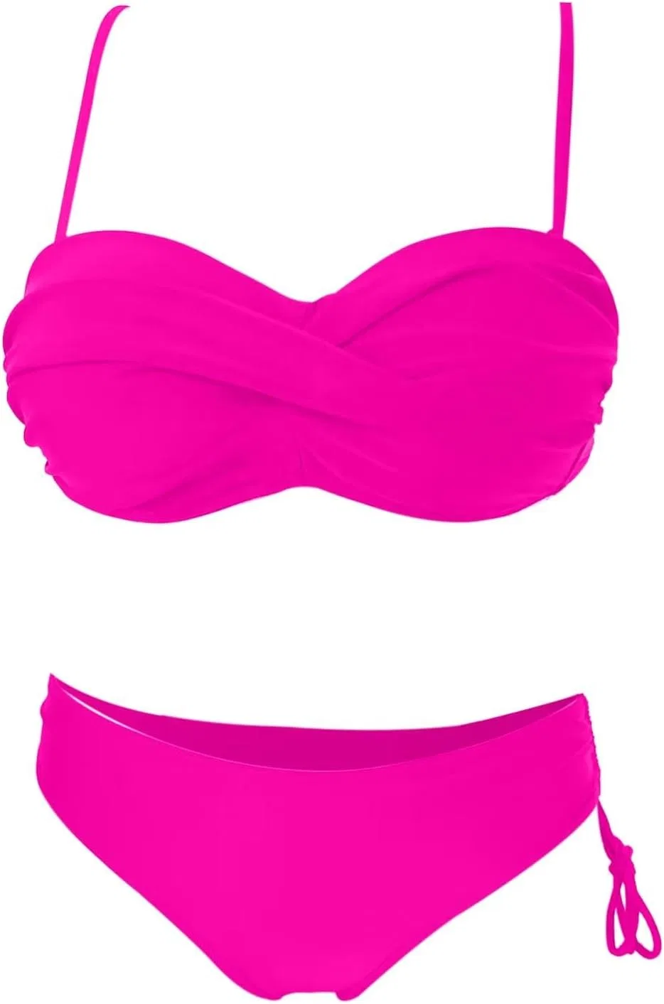 Женский бикини-комплект с запахом и регулируемыми бретелями, Hot Pink — фото 3