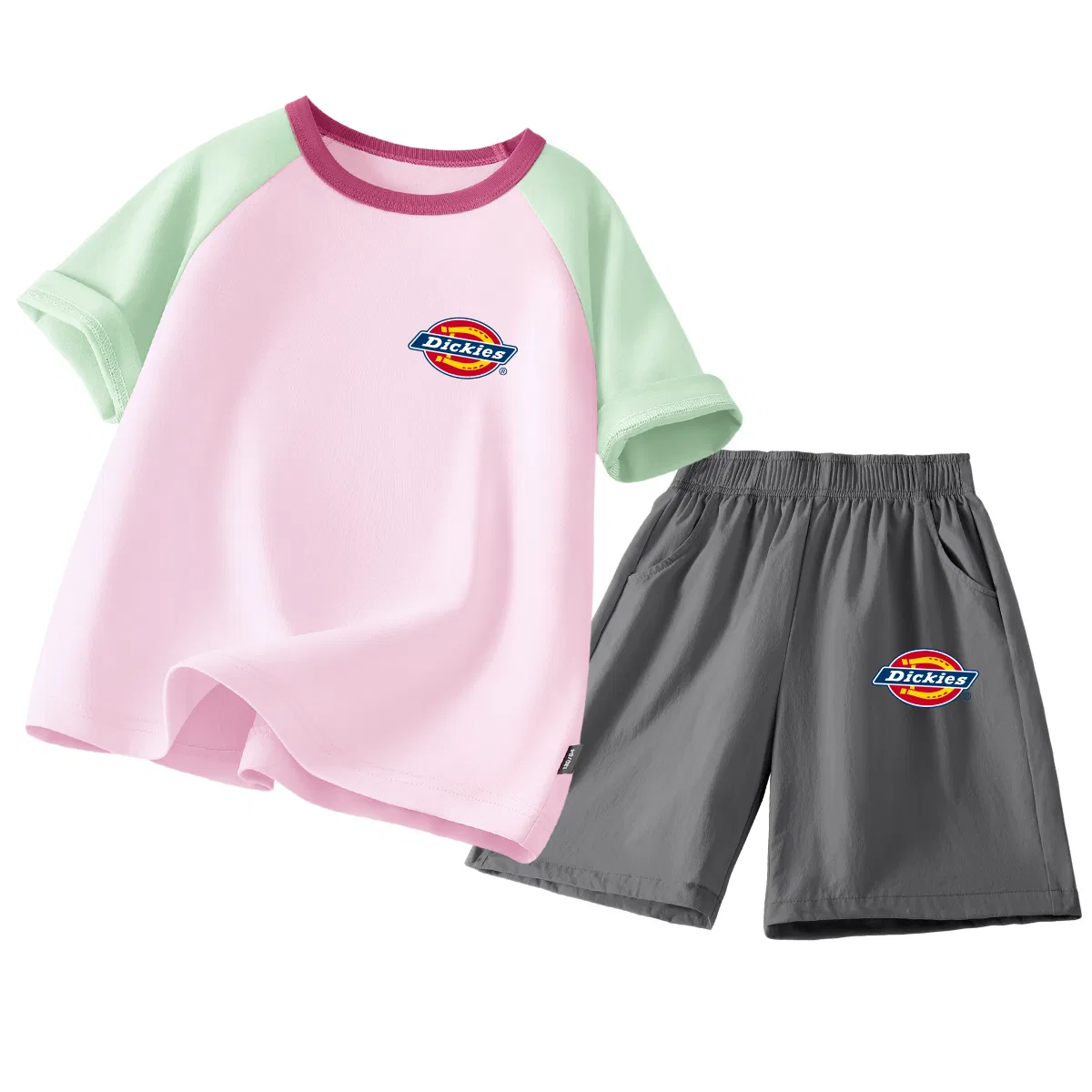 Детский спортивный комплект с принтом Dickies, Standard K Green Pink+Standard K Iron Gray