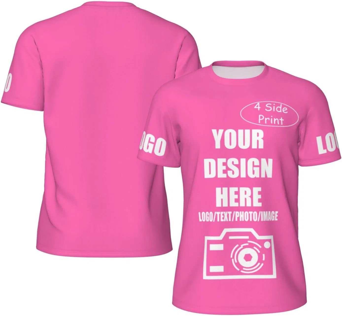 Футболка с индивидуальным дизайном для мужчин и женщин, Lightweight/Quick Drying, Pink