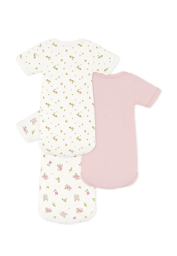 Комплект из 3 боди с коротким рукавом, цветочный принт, Petit Bateau, белый, розовый, мультиколор — фото 2