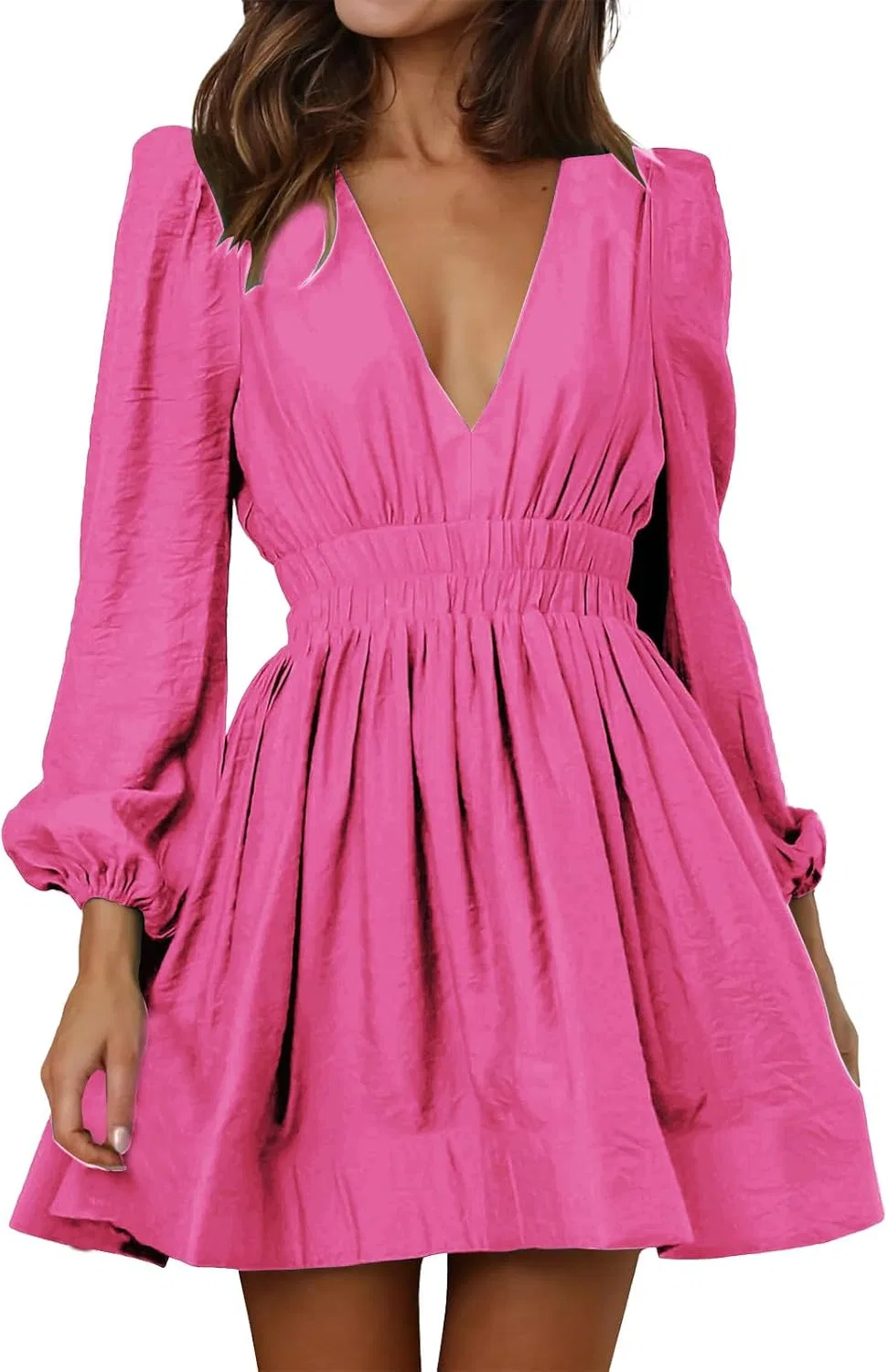 Женское мини-платье с рюшами A-line, Pink