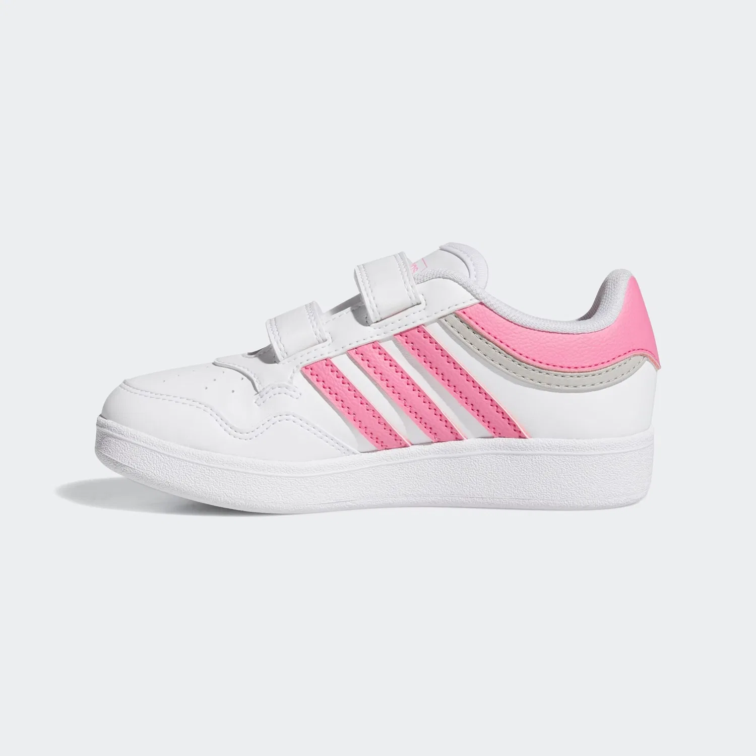 Детские кроссовки на липучках Hoops 4.0 Adidas, Cloud White/Pink Fusion/Grey Two — фото 3