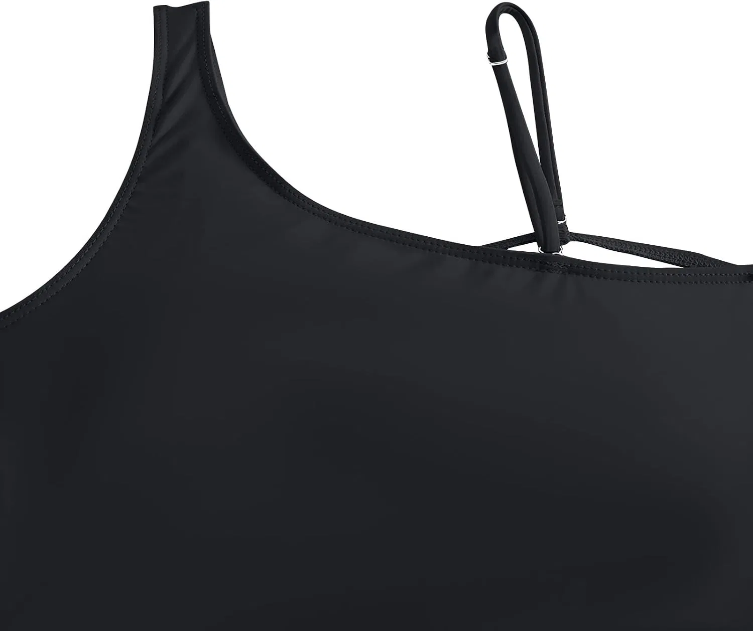 Женский цельнокроеный купальник с утяжкой живота One Shoulder, Black — фото 3