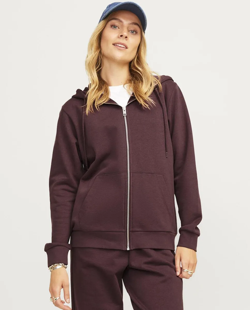 

Базовая женская толстовка на молнии и капюшоне Jack & Jones, бордовый