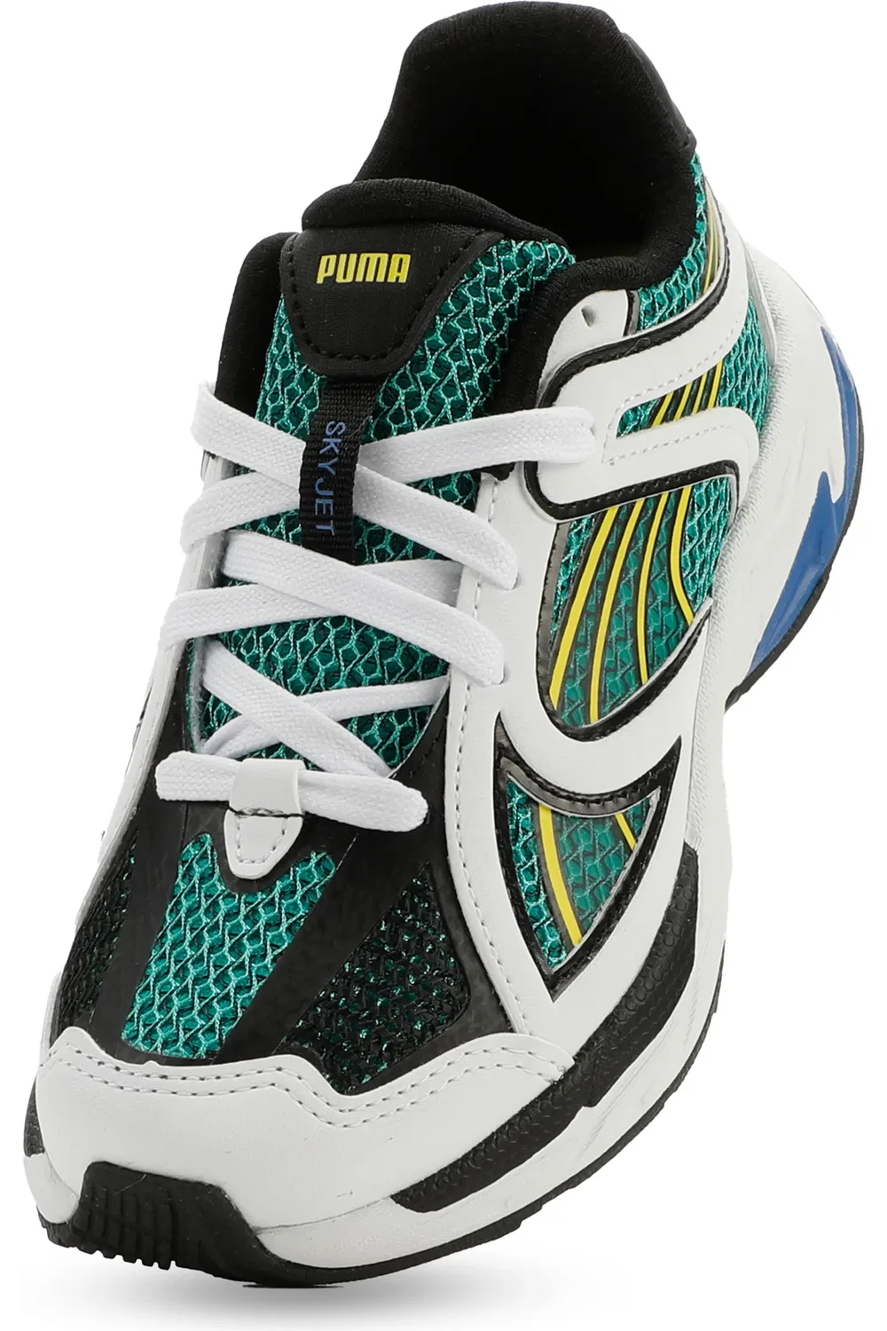 Кроссовки детские спортивные Skyjet PUMA, Puma White/Green/Lemon — фото 4