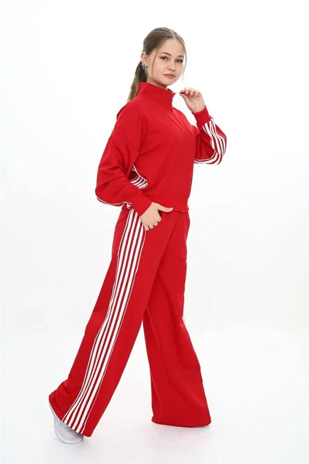 Детский спортивный комплект для девочек Oversize Tracksuit Set Asortik Kids, Red — фото 2
