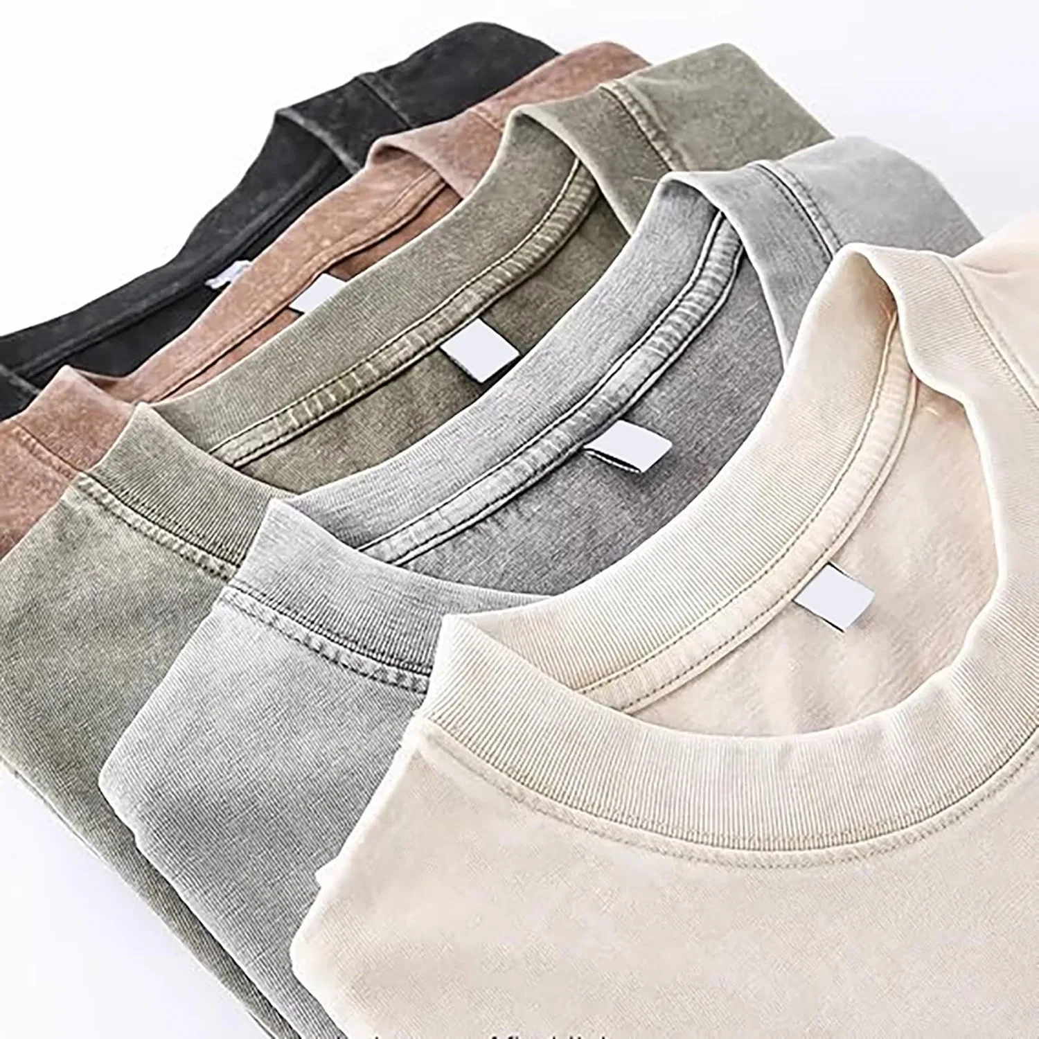 Мужские футболки с коротким рукавом, принт, Confezione da 2 magliette lavate con acido, Camicie Uomo Grigio+grigio — фото 4