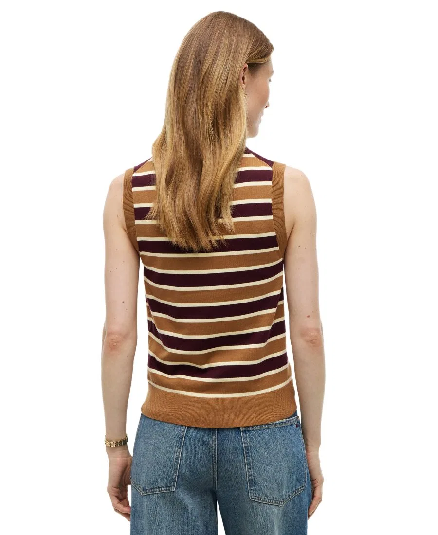Топ без рукавов с принтом в полоску Tommy Hilfiger, Studio Stripe Deep Burgundy Dark Khaki — фото 4