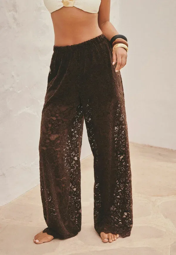 Брюки кружевные Trousers Next, chocolate brown, коричневый/шоколадный — фото 3