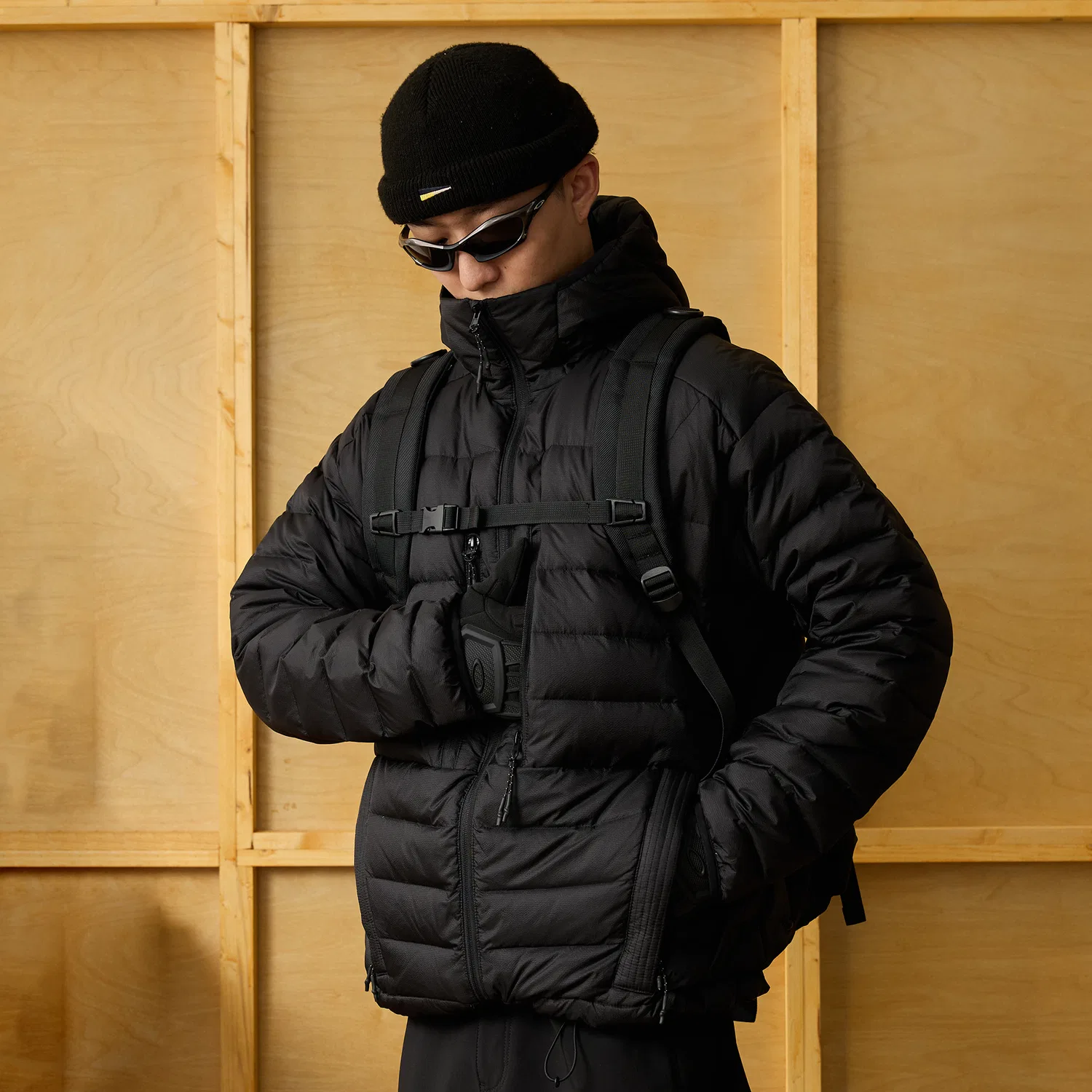 Детское легкое пальто с воротником-стойкой Down Jackets Unisex Lightweight NOFAITH, Black Stand Collar — фото 4