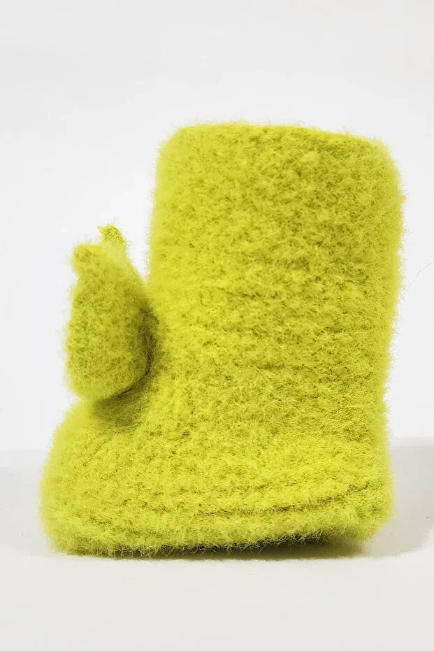 Детские тапочки для девочек без каблука Rabbit Ear Knitted Baby Home Boots Effe, Oil Green — фото 2
