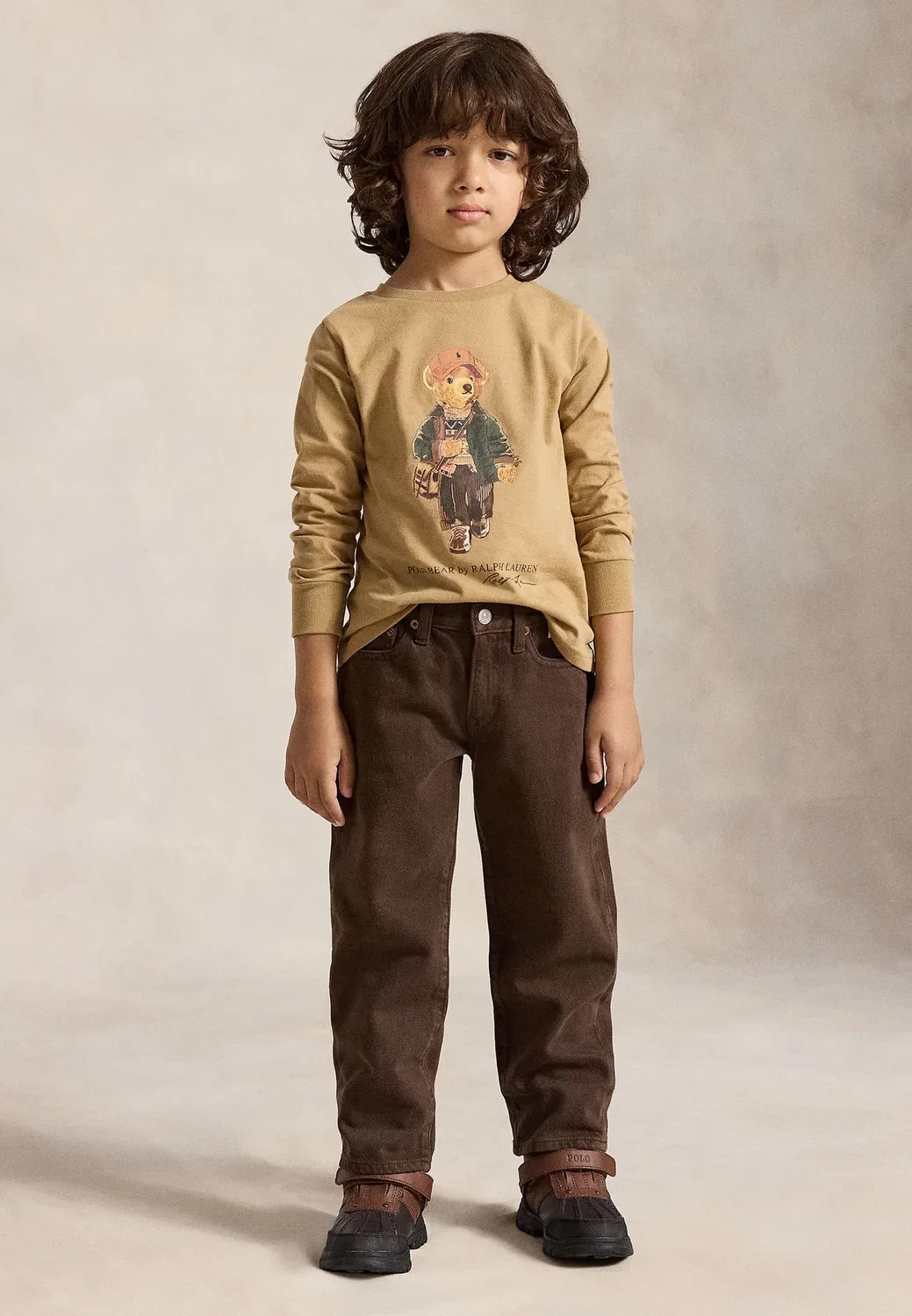 Хлопковая футболка с длинными рукавами Polo Bear, размер 2-6 лет Polo Ralph Lauren, Camel — фото 2