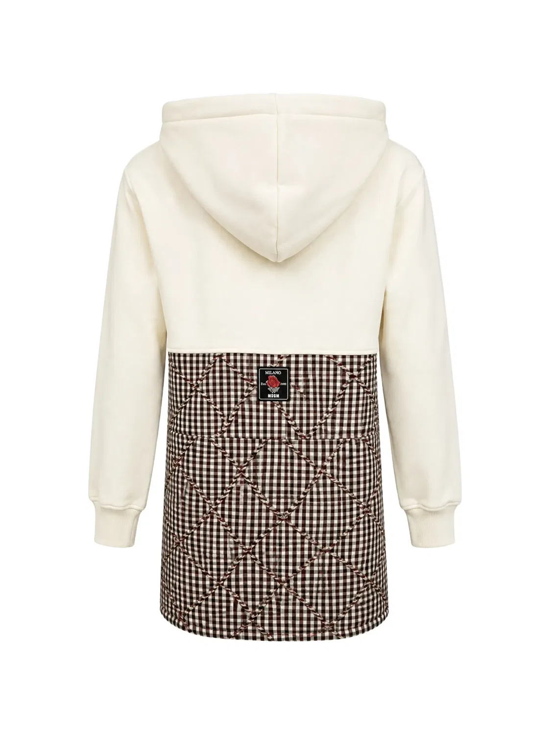 Платье в клетку гингем с поясом Msgm Kids, нейтральные цвета — фото 2
