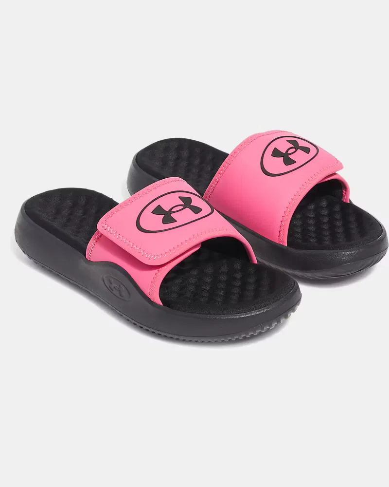 Шлепанцы с мягкой стелькой из пеноматериала с эффектом памяти UA Ignite Pro 8 UnderArmour, Black/Super Pink/Ultimate Black — фото 4