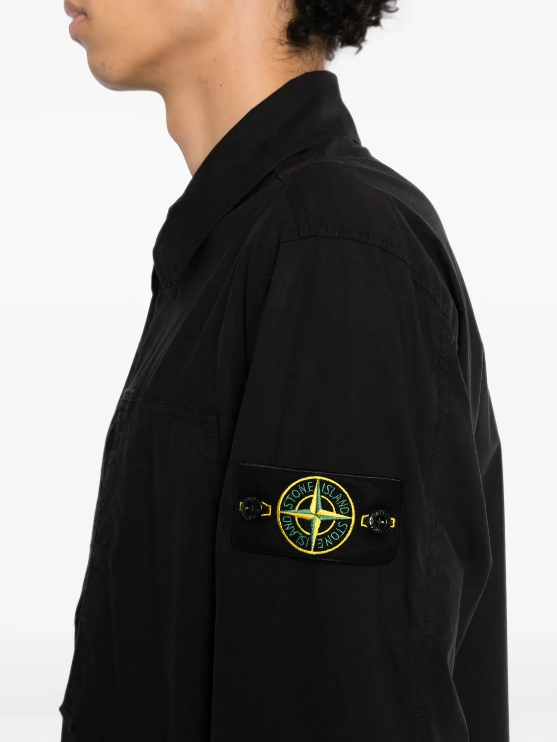 Рубашка с нашивкой-логотипом черная Stone Island, черный — фото 2
