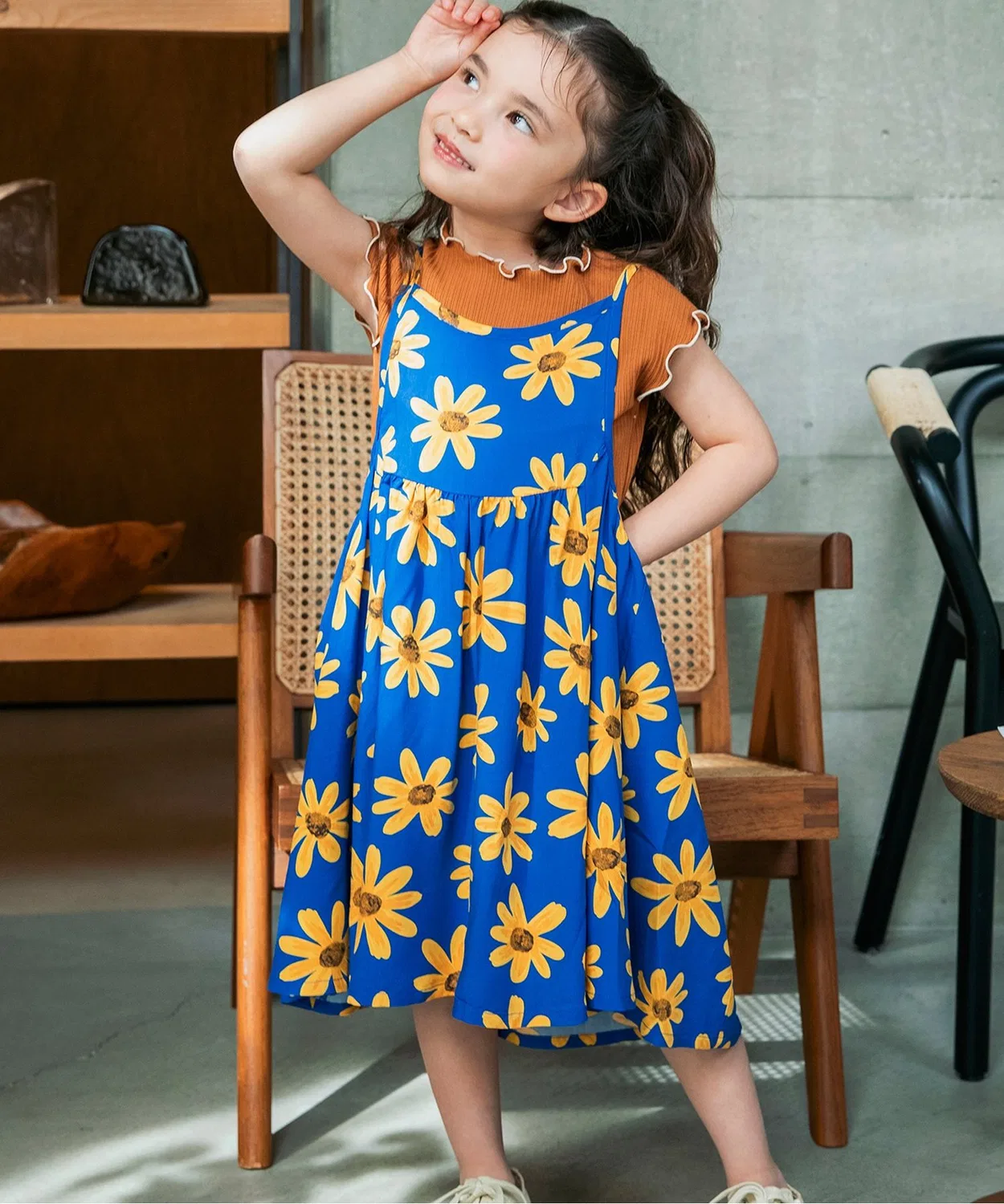 Детское платье-трапеция без рукавов с принтом Resort Aloha Camisole BREEZE, Blue