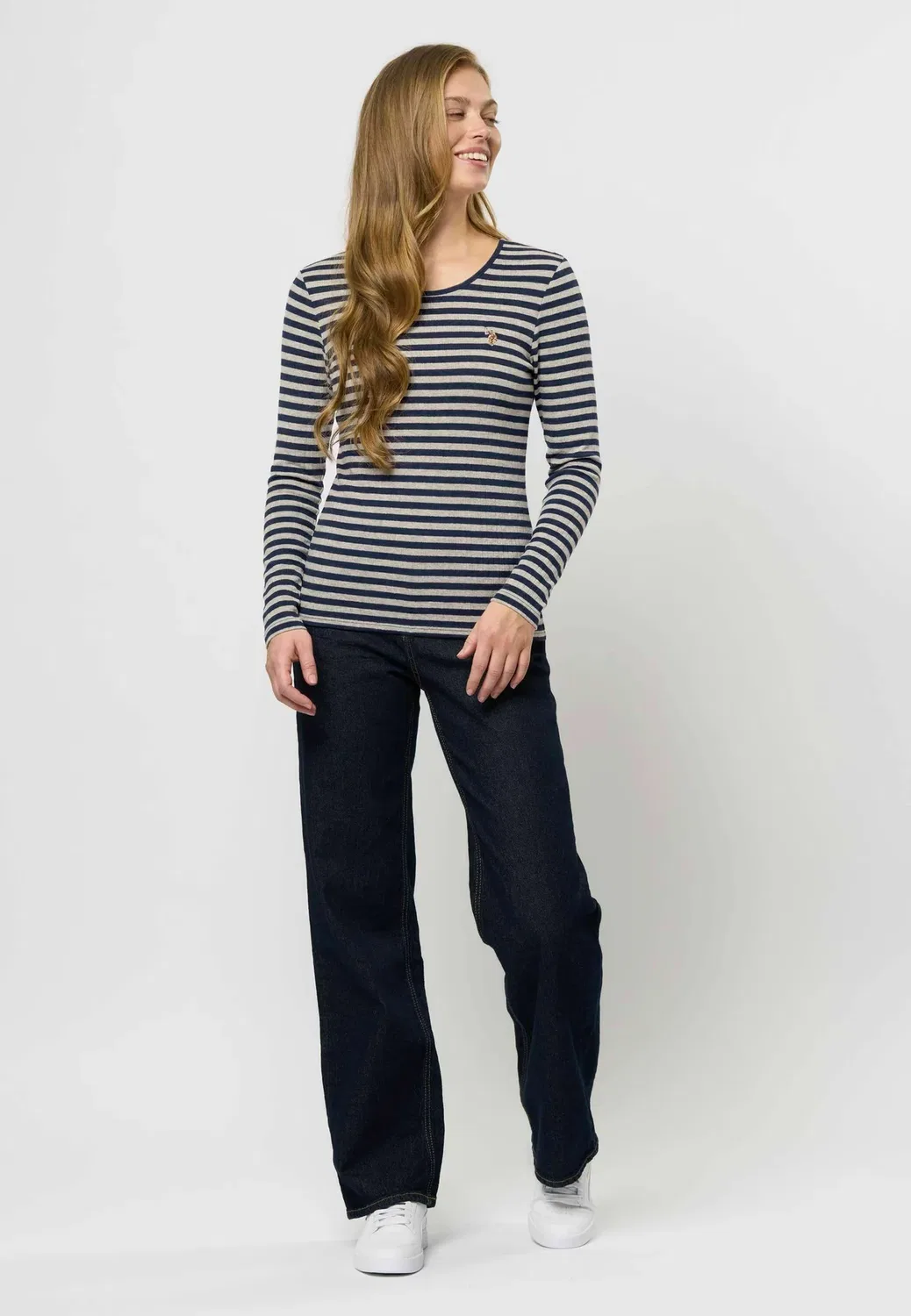 Uwchanett - топ с длинными рукавами U.S. Polo Assn., Grey Melange Striped — фото 2