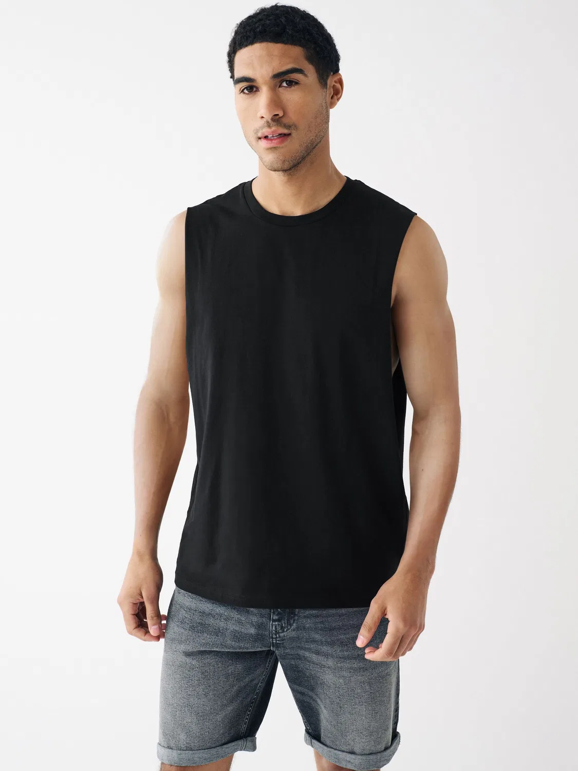 Майка с необработанным краем, Black Tank Top Vest Next, черный