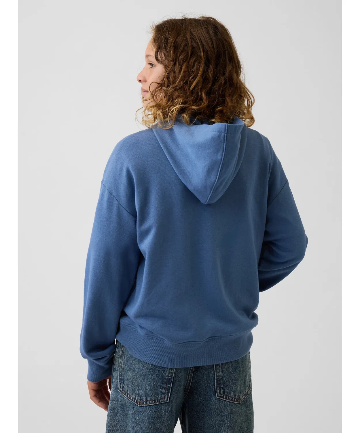 Детская кофта-худи из футера с принтом GAP Logo, с длинным рукавом Relaxed Fit GAP, Blue — фото 3