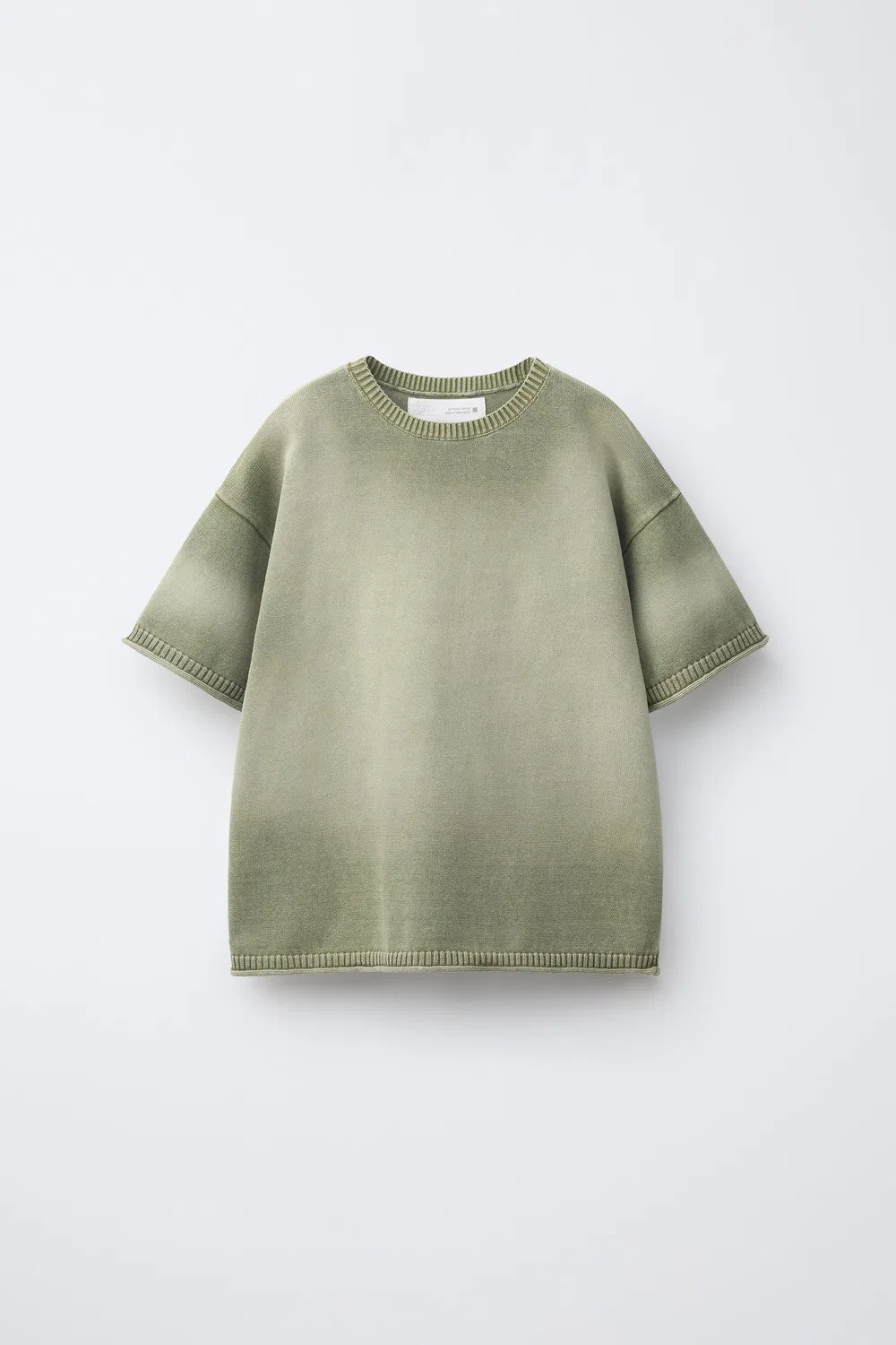 Футболка с эффектом выцветания ZARA, Greenish