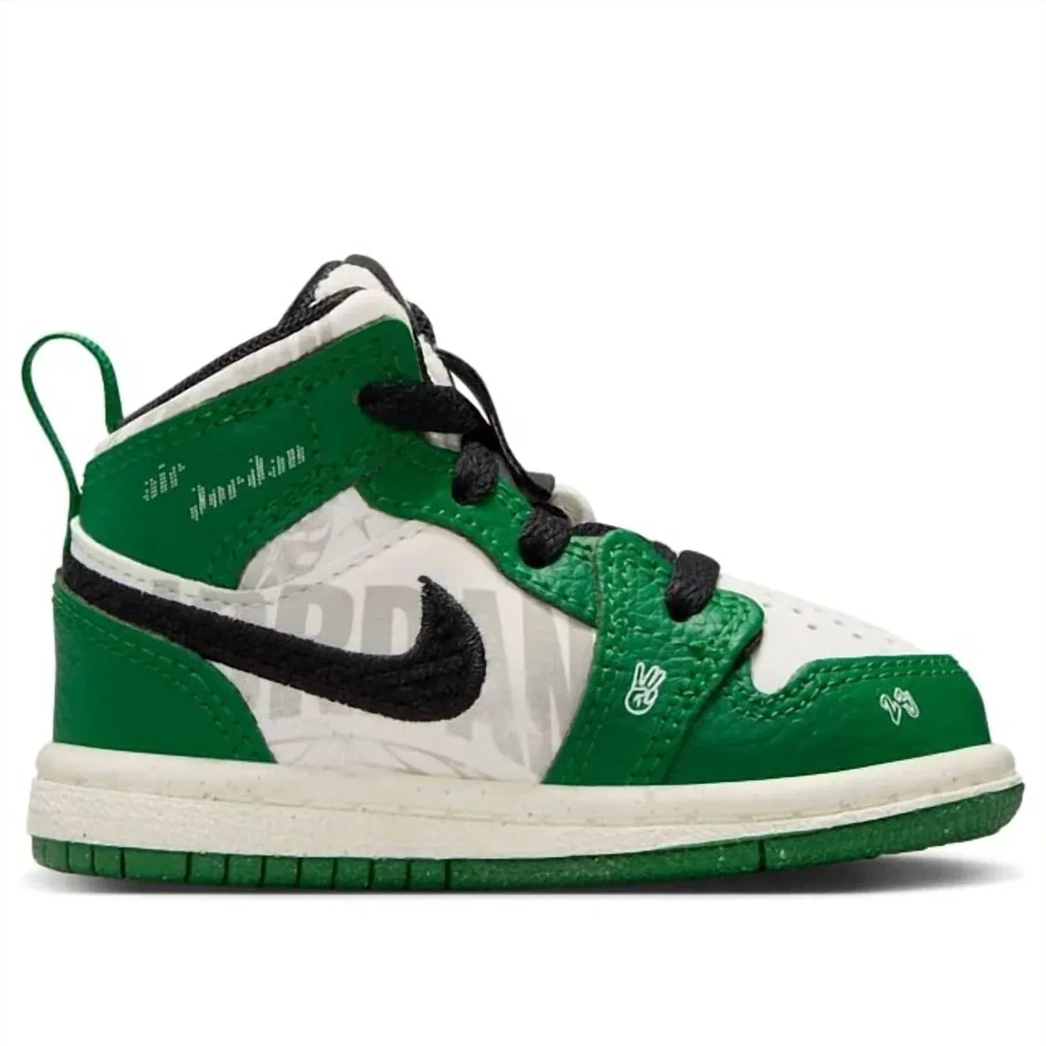 Детские кроссовки Jordan 1 Mid из кожи Nike, Pine Green/Sail-Black — фото 2