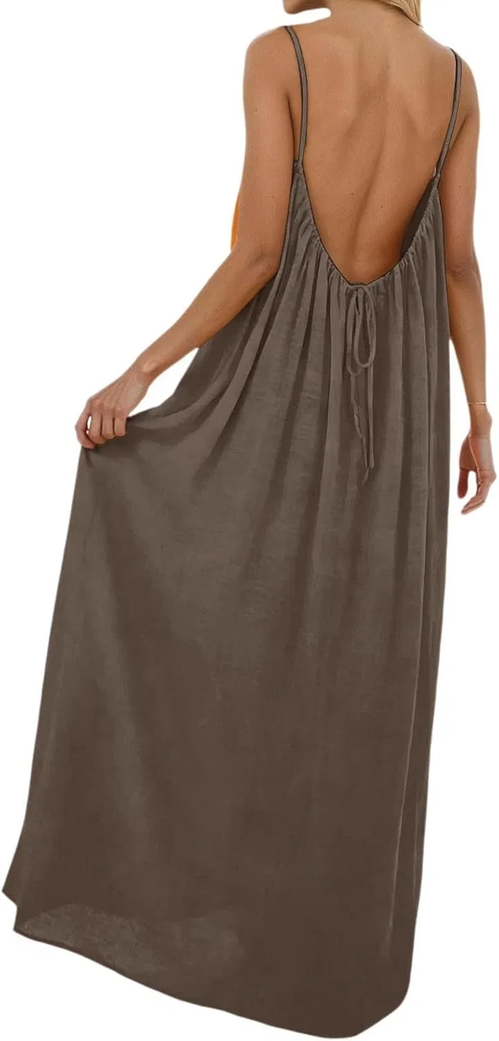 Женское пляжное платье-сарафан на бретелях Gauze Flowy, Brown
