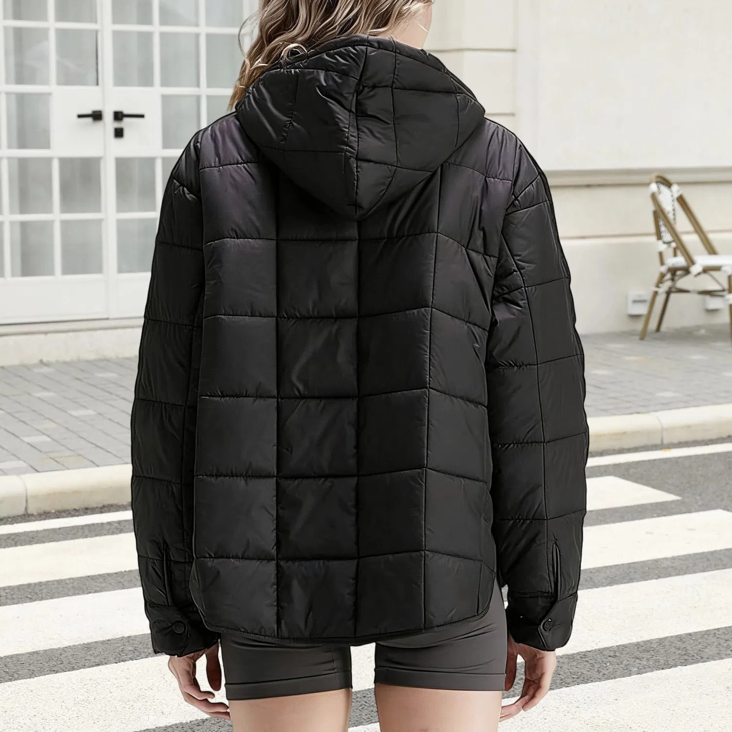Женская стеганая куртка oversize с утеплителем, Nero — фото 3