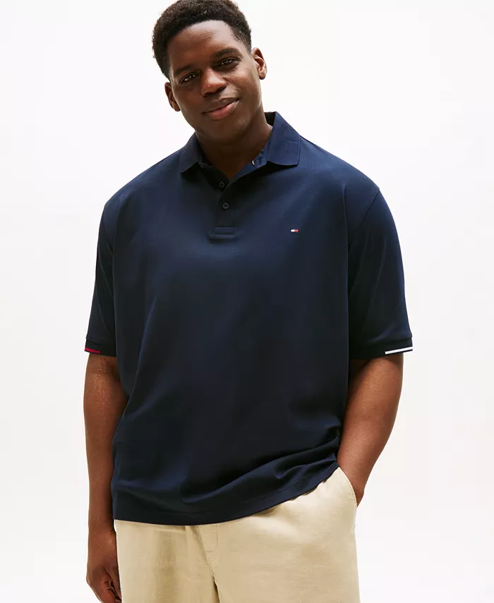 

Мужская поло с флаговыми манжетами Big & Tall Tommy Hilfiger, синий
