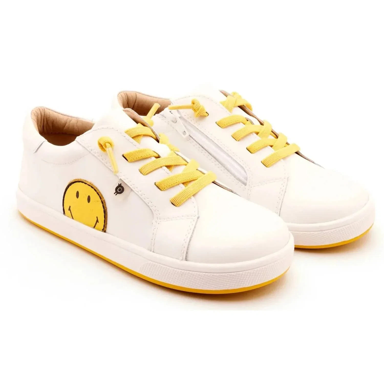 Детские кроссовки для девочек кожаные с аппликацией Smiley Jumpa Old Soles, Snow — фото 2