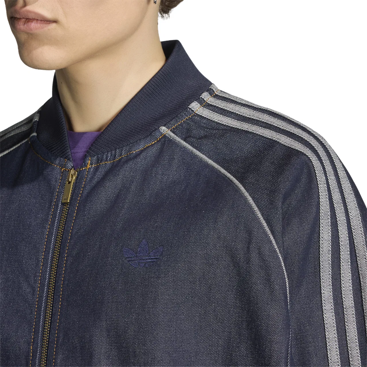 Мужская куртка SST Adicolor Denim Track Top Adidas, цвет White/Indigo — фото 3