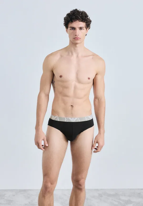 Трусы с яркой монограммой, комплект из 3 штук Emporio Armani, белый/черный/серый