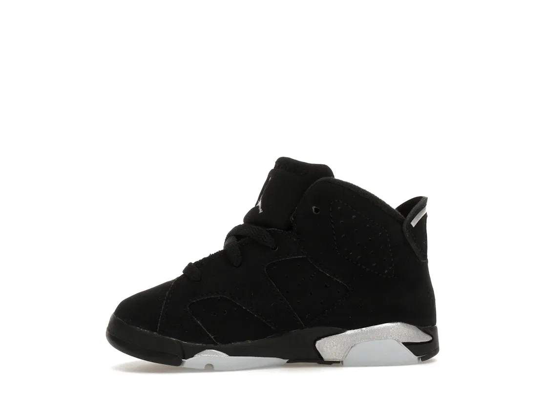Детские кроссовки Lifestyle с верхом из нубука Jordan 6 Retro Chrome, Black/Black/Metallic Silver — фото 3