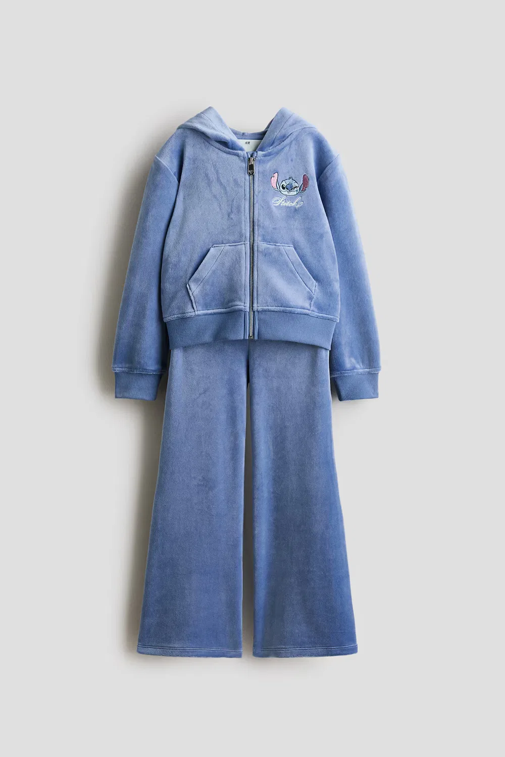 Комплект из двух предметов из велюра с вышивкой H&M, Blau/Lilo & Stitch