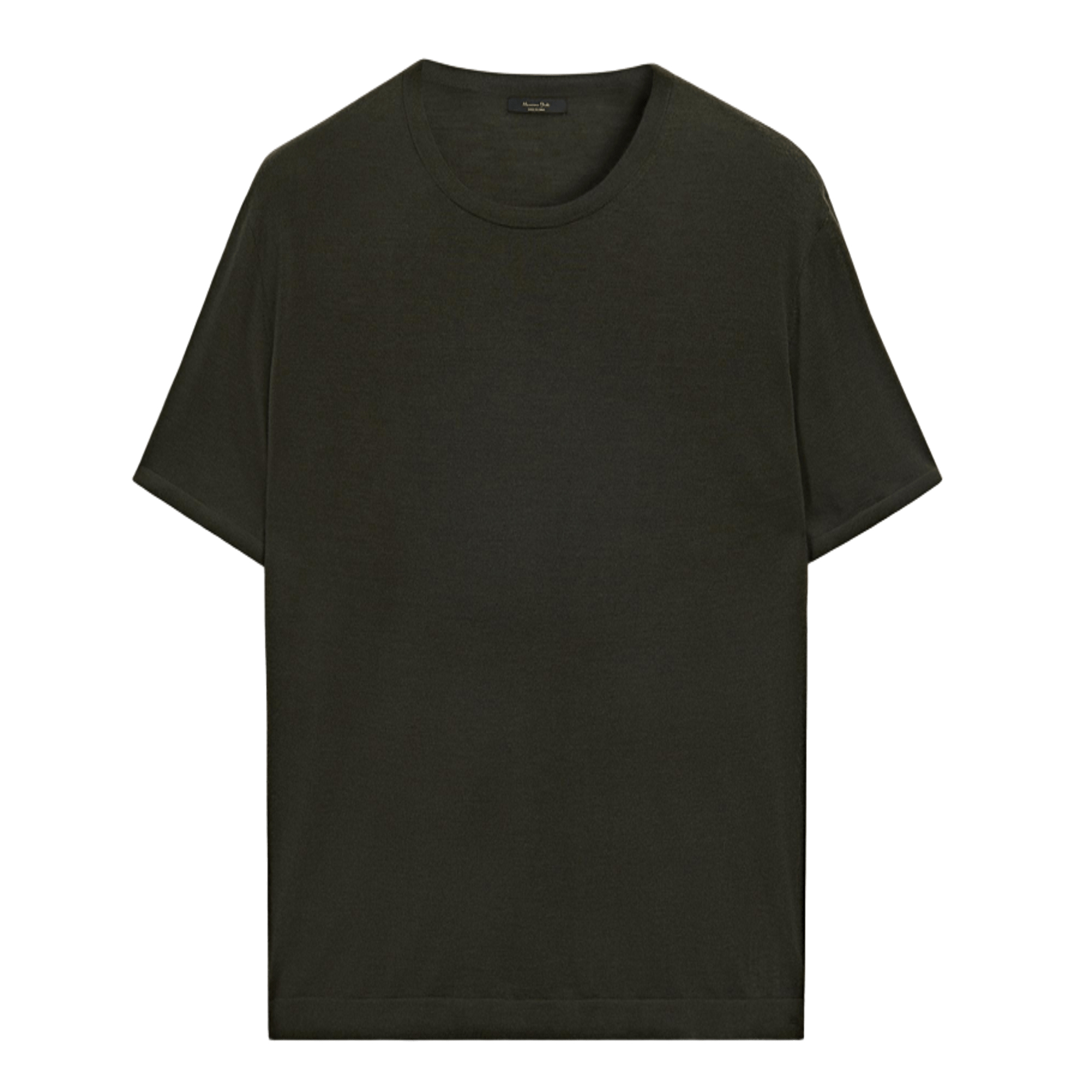 

Футболка Massimo Dutti Knitted wool blend, темный хаки